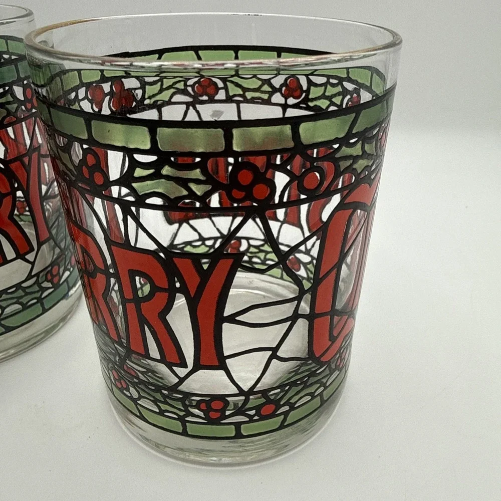 Set Of 2 MERRY CHRISTMAS Double Old Fashioned Rocks Glasses 4